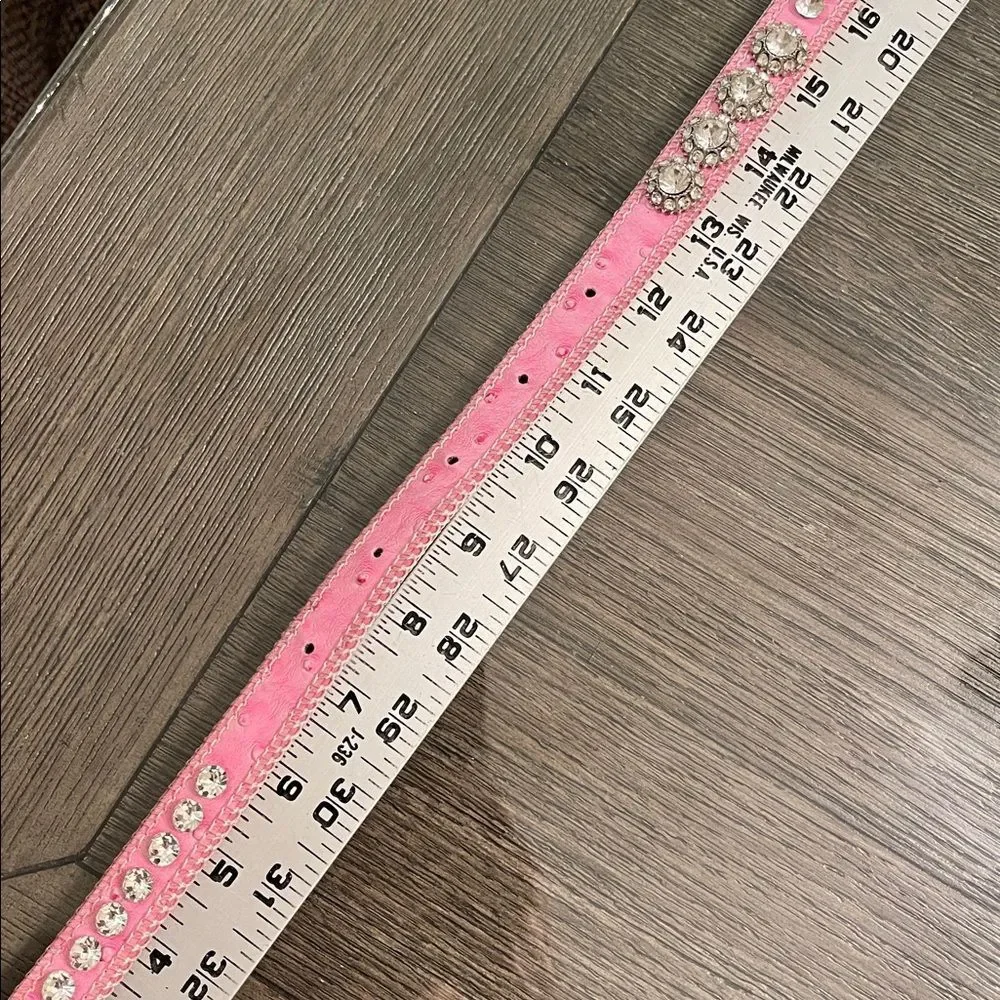 SHYANNE GIRL'S OSTRICH PRINT RHINESTONE BELT Pink Rhinestone Studded Belt